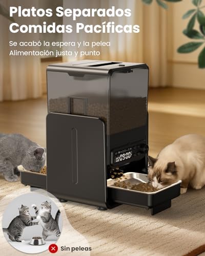  Automático para 2 gatos 5 l 20 tazas comedero con bandejas ajustables panel extraíble temporizador
| Comedero automátic