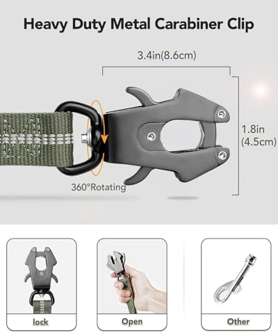  "Correa táctico Joytale para perro, cinturón de seguridad elástico amortiguador, verde militar X-Grande"
| "Correa táct